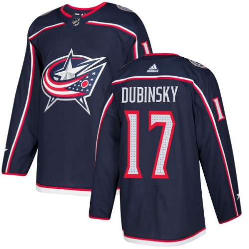 Adidas Columbus Blue Jackets #17 Brandon Dubinsky Navy Blue Home Authentic Stitched Youth NHL Jersey